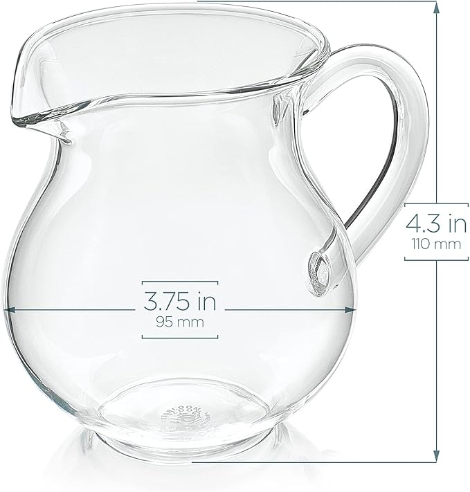 Teabloom Stain-free & Odor-free Borosilicate Glass Sugar and Creamer Set - Tea or Coffee Serving Set Includes Cream Pitcher, Sugar Bowl with Lid and Spoon (Serves up to 5-6 People)