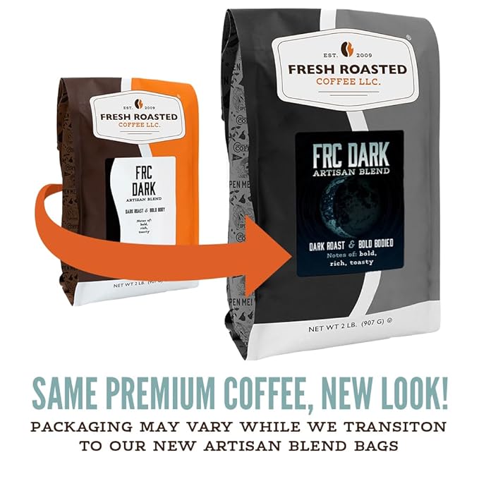 Fresh Roasted Coffee, FRC Dark Roast Blend, 2 lb (32 oz), Kosher, Whole Bean