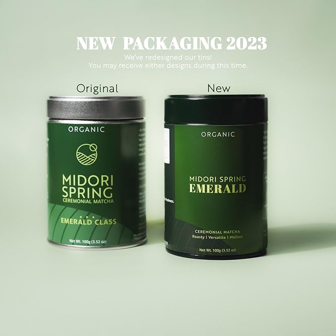 Midori Spring Organic Authentic Japanese Ceremonial Matcha Powder Emerald, USDA Organic, Kosher, Vegan