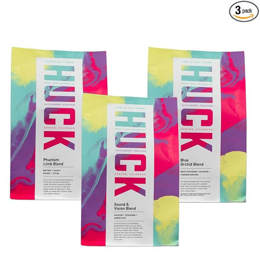 Bean Box Sampler - Roasted by Huckleberry Roasters, 3-Pack, Freshly Ground Coffee, Gourmet Coffee