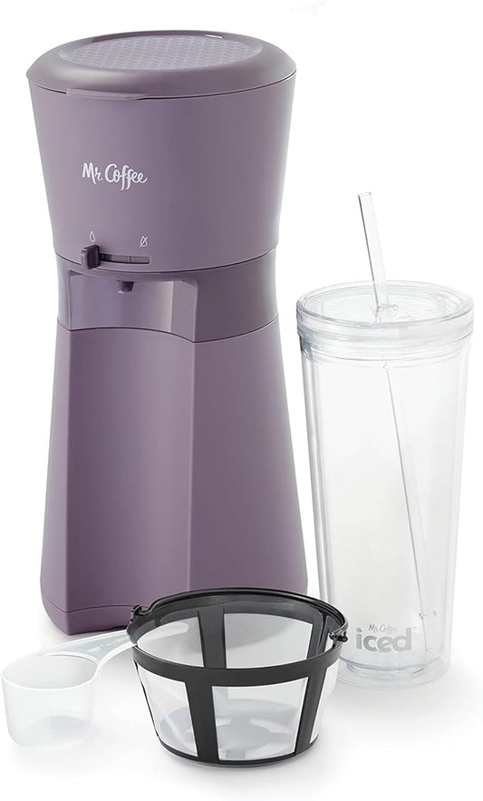Mr. Coffee Iced Coffee Maker, Single Serve Machine with 22-Ounce Tumbler and Reusable Coffee Filter, Lavender