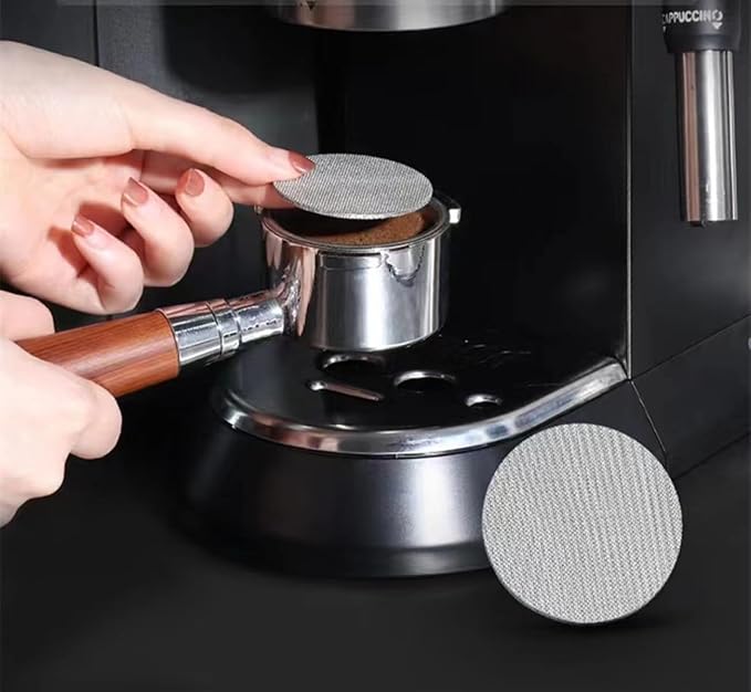 2 Pcs 53mm Espresso Puck Screen Stainless Steel, 1mm Thickness Reusable Coffee Filter Mesh Plate for Espresso Portafilter Filter Basket (53mm,150μm)