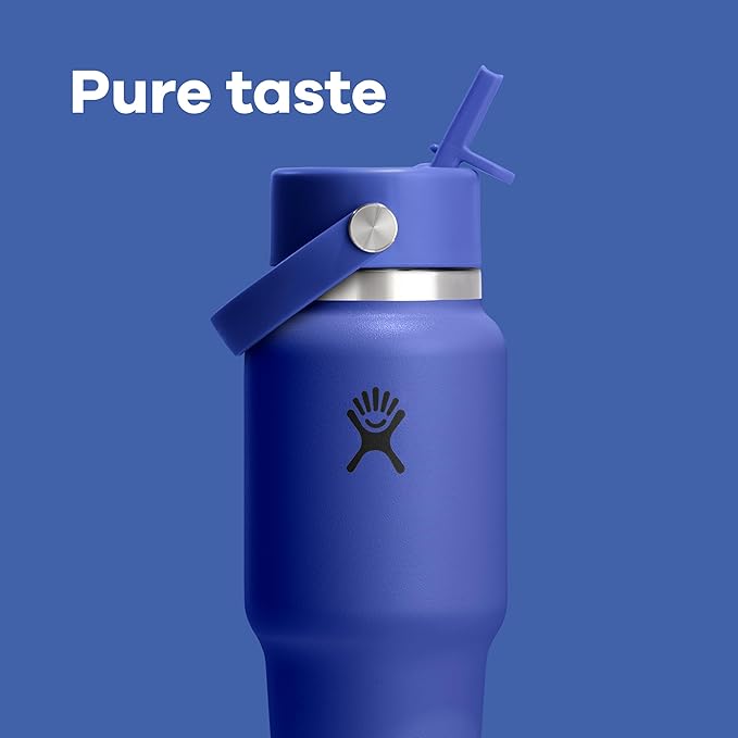 Hydro Flask Travel Water Bottle - Insulated Stainless Steel - Wide Straw Lid, Non Spill, Leakproof in 40 Oz Cloud Pink