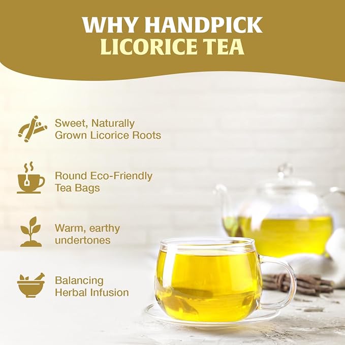 HANDPICK, Licorice Root Tea Bags (50 Count, 2g/tea bag) Licorice Tea | Non-GMO, Caffeine Free | Goodness of Cinnamon, Blackpepper, Clove, Cardamom & Ginger