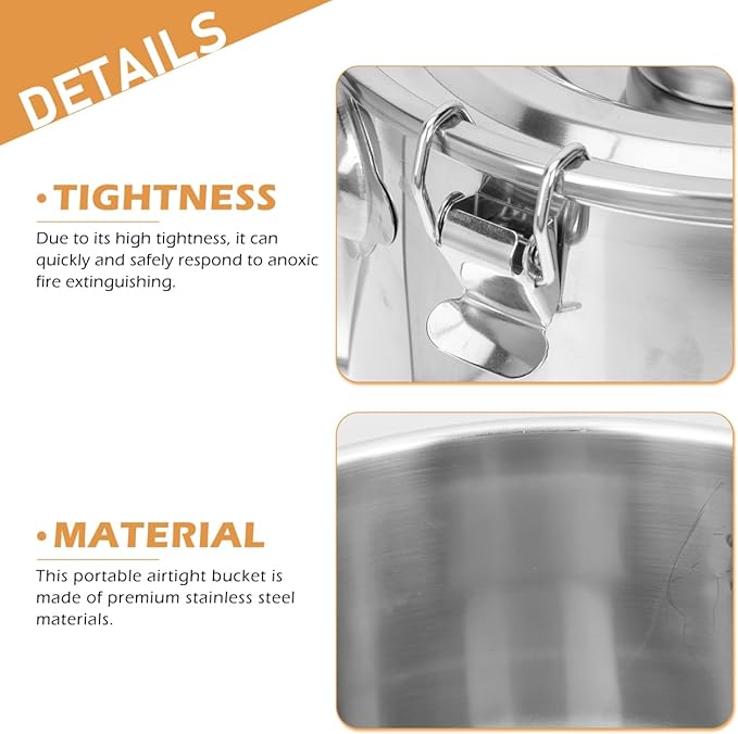 iplusmile Stainless Steel Airtight Canisters Container: 152 fl oz Airtight Clamp Lid Kitchen Food Storage Bucket for Rice Flour Grain Coffee Bean Flour Oil Sugar Milk