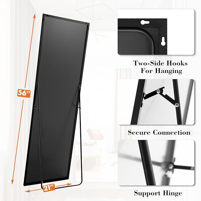 NEWBULIG Full Length Mirror, Upgraded Body Wall Mirrors with Shatter-Proof Glass, Floor Standing Mirror, Home Wall Decor
