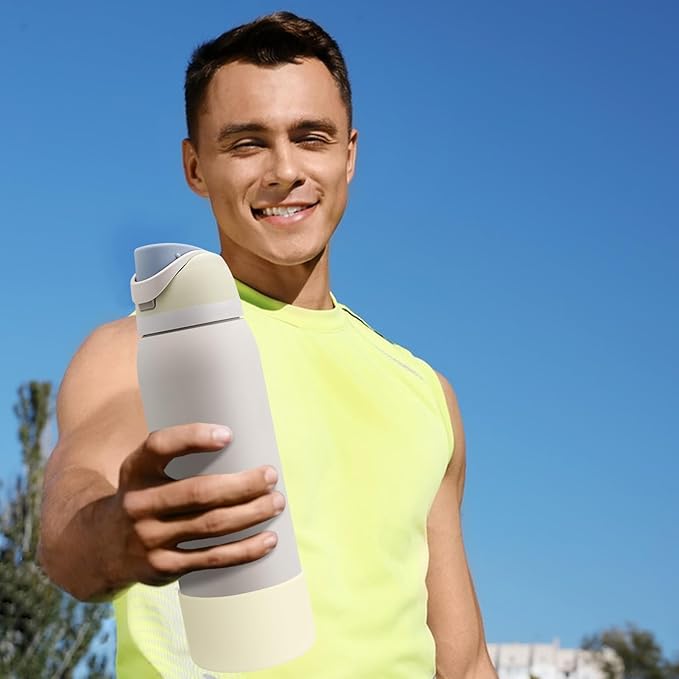 2PCS Silicone Water Bottle Boot, Compatible with Owala 24oz 32oz 40oz, Protective Anti-Scratch & Anti-Dent No Noise Sleeve Cover for FreeSip/Twist/Flip Water Bottles (Cream White, 40oz)