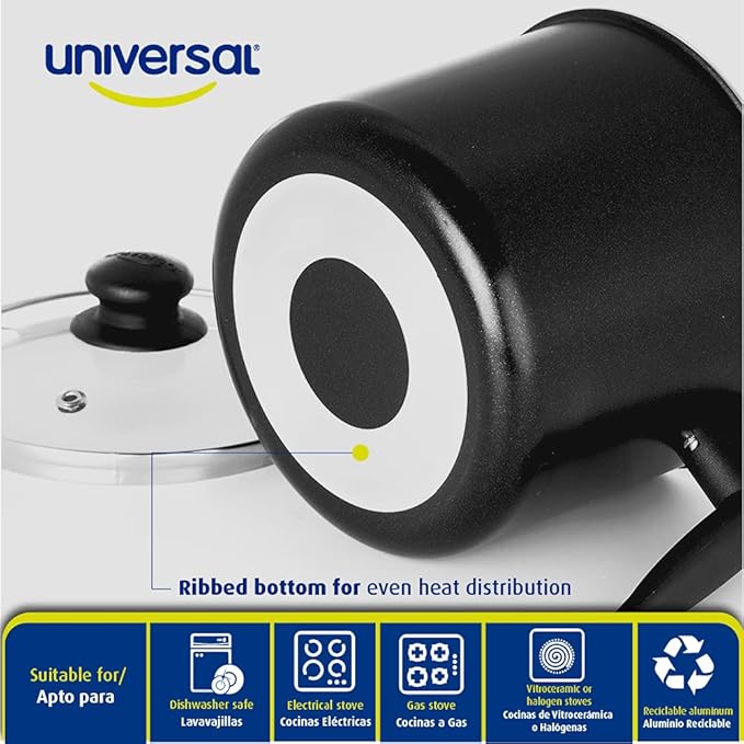 Universal (51 Oz - 1.6 Quart) Non-stick Milk Pitcher with Glass Lid, Aluminum Frothing Jug