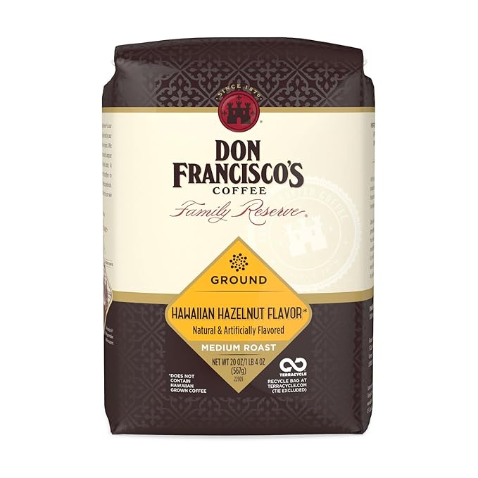 Don Francisco's Hawaiian Hazelnut Ground Coffee, Medium Roast – 100% Arabica, Flavored Coffee, 20 oz Bag