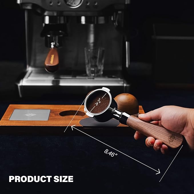 51mm Espresso Bottomless Portafilter with 2 Ear | Fits De’Longhi ECP3420 / EC155 / BCO430 / EC260 Espresso Machine | Stainless Steel Basket and Walnut Handle | Espresso Accessories