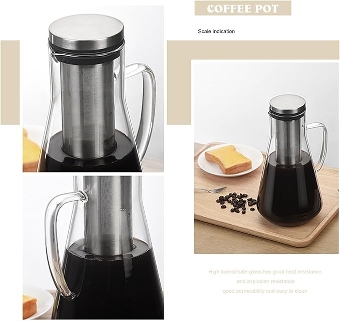 Haofy Cold Brew Coffee Maker, Thickened Borosilicate Glass with 304 Stainless Steel Filter, Airtight Sealing for Freshness, for Ice Tea Hot Tea Fruit Drinks (1600ML)