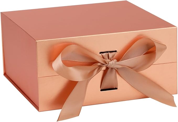 OEMVALATY Rose Gold Gift Box,8x8x4 Inches Gift Boxes with Lids for Presents with Magnetic Closure and Ribbon for Wedding,Storage,Birthday