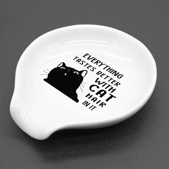 Funny Black Cat Coffee Spoon Holder-Coffee Spoon Rest -Coffee Station Bar Accessories-Gift for Cats Lovers