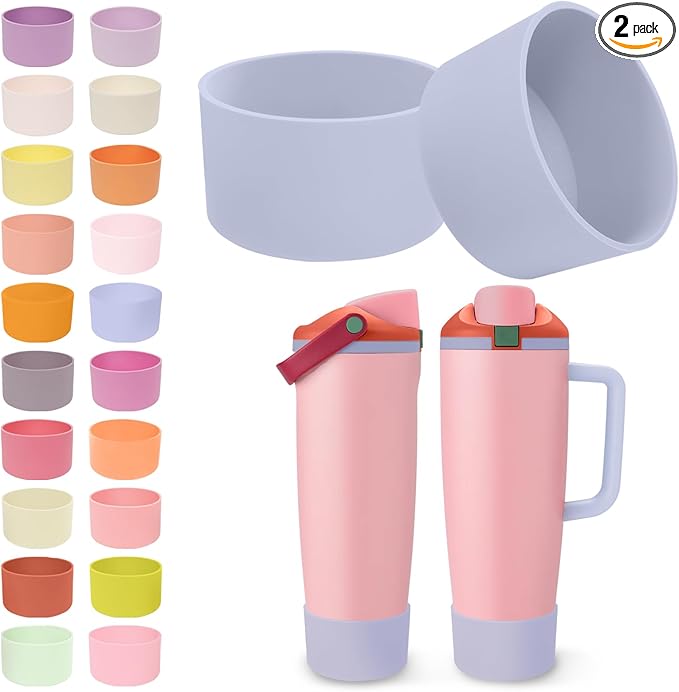 2PCS Silicone Boots for Owala 30oz & 40oz FreeSip Sway Bottles & Tumblers – Non-Slip, Scratch-Resistant, Stability Enhancer for Owala Accessories (Taro Purple)