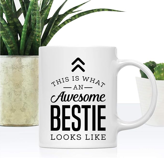 Andaz Press 11oz. Ceramic Coffee Tea Mug Thank You Gift, This is What an Awesome Bestie Looks Like, 1-Pack, Birthday Christmas Gift Ideas Coworker Him Her, Includes Gift Box
