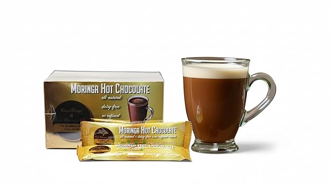 COCORINGA Moringa Hot Chocolate Cacao (LARGE box) First Natural Keto Non-dairy Hot Cocoa, Caffeine Free, Low Carb, High Protein, Sugar Free,