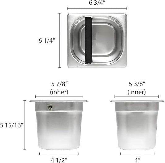 TrueCraftware- 6” Deep Commercial Grade Stainless Steel Coffee Knock Box with Rubber Knock Bar 0.6mm Thickness- Durable Barista Espresso Knock Box Perfect for Restaurant Cafes Home