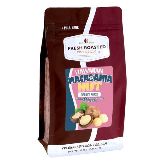 Fresh Roasted Coffee, Hawaiian Macadamia Nut Flavored Coffee, 12 oz, Medium Roast, Kosher, Ground
