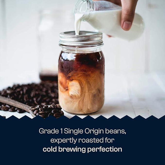 Colombian Dark Roast, Single Origin, Gourmet Organic Cold Brew Coffee Beans, Smooth Taste of Cocoa with Light Fruited Flavors, Cold Brew Coffee Grounds, 2 lb Coffee Bag