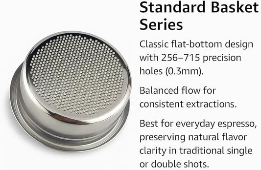Espresso Accessories, 18g Standard Espresso Basket – Flat Bottom Design, 0.3mm Precision Holes, Balanced Flow for Consistent Daily Espresso, Compatible with 58mm Portafilters