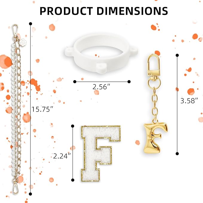 Letter Handle Strap Accessories with Cute Initial Charm Compatible with Owala Water Bottle 24oz 32oz 40oz Owala Kids