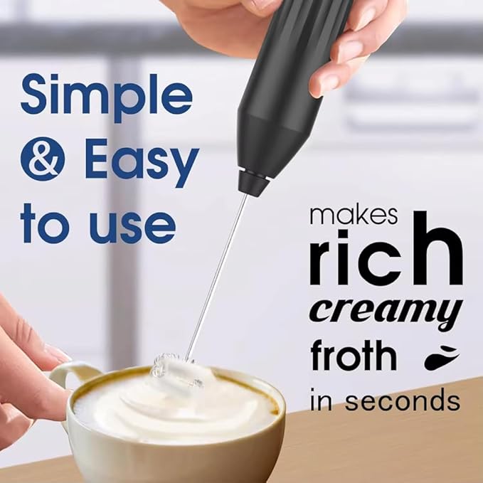 Electric Milk Frother for Coffee and Hot Drinks, Egg Mixer,Drink Mixer, Rechargeable, USB Charging (Black)