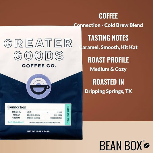 Connection - Cold Brew Blend - Roasted by Greater Goods Coffee Co. - Freshly Ground Coffee - 10 Ounce Bag