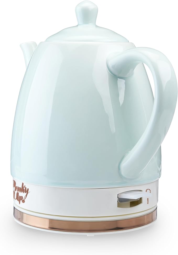 Pinky Up Noelle 1.5 L Ceramic Gooseneck Spout Electric Tea Kettle with Temperature Control - Cordless Design for Boiling Water Pot, Mint, Rose Gold