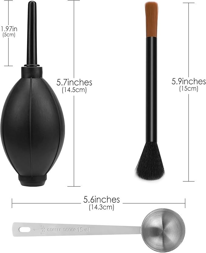 Coffee Grinder Cleaning Kit with Brush, Spoon, and Blower - Espresso Machine Cleaning Tools, Barista Accessories for Grinds, Beans, Portafilters