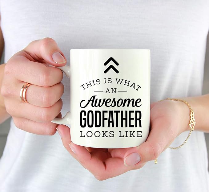 Andaz Press 11oz. Ceramic Coffee Tea Mug Thank You Gift, This is What an Awesome Godfather Looks Like, 1-Pack, Birthday Christmas Gift Ideas Coworker Him Her, Includes Gift Box