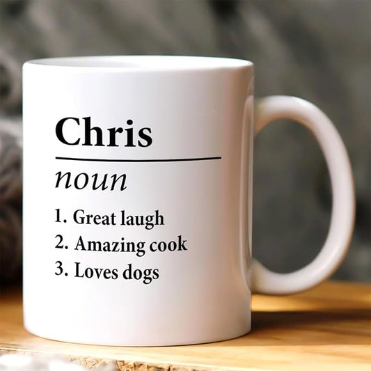 Joymade Personalized Ceramic Coffee Mug, Funny Custom Mug for Bestie, Friends, Couple, Coworker, Snowman Lovers (Funny Name Definition)