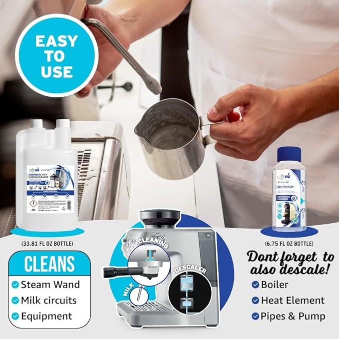 Caffenu Milk Frother Cleaner for Coffee Machines. Alkaline Up to 32 Cleans