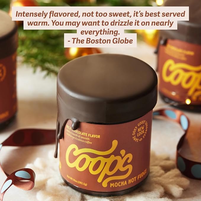Coop's Mocha Hot Fudge: All Natural Cold Brew Mocha Hot Fudge Gluten Free Toppings for Icecream, Desserts and Coffee - 10 Ounce