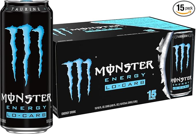 Monster Energy, Lo-Carb Monster, Low Carb Energy Drink, 16 Ounce | Pack of 15