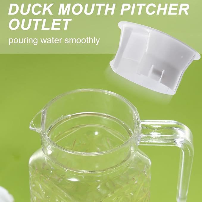 Acrylic Pitcher 37 oz, OEH Unbreakable Clear Plastic Pitcher with Lid, BPA-Free, Heat-Resistant Small Plastic Water Pitcher for Tea, Sangria, Lemonade, Juice, Milk, Diamond