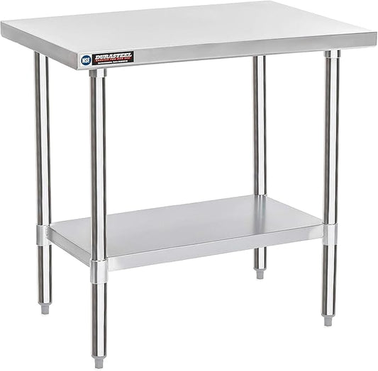 DuraSteel 24x36 Stainless Steel Work Table - NSF Commercial Prep Metal Table - Outdoor Pizza Oven Stand w/Under Shelf - Kitchen Island Laundry Utility Garage Microwave Stand Large Rolling Storage Cart