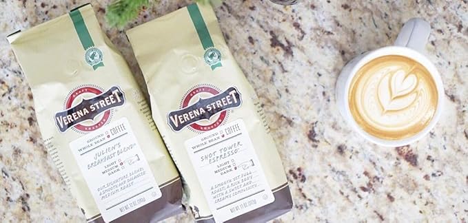 Verena Street 11 Ounce Espresso Beans, Shot Tower Espresso, Whole Bean Dark Roast, Rainforest Alliance Certified Arabica Coffee