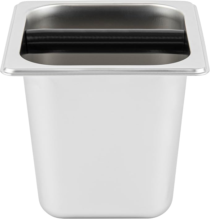Restaurantware Restpresso 7 x 6.4 x 6 Inch Knock Box 1 Deep Tamp Box - Built-In Knock Bar Dishwashable Stainless Steel Barista Knock Box Durable For Coffee And Espresso Grounds