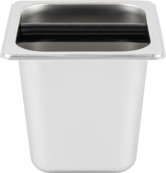 Restaurantware Restpresso 7 x 6.4 x 6 Inch Knock Box 1 Deep Tamp Box - Built-In Knock Bar Dishwashable Stainless Steel Barista Knock Box Durable For Coffee And Espresso Grounds