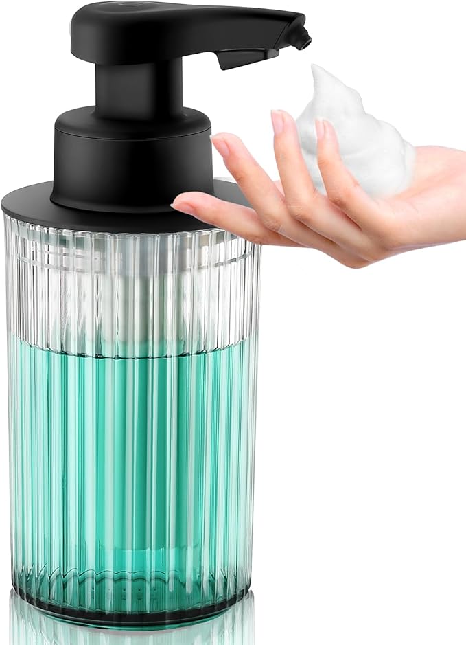 Automatic Soap Dispenser Foaming Touchless: 9oz Black Acrylic - Rechargeable Electric Smart Auto Foam Soap Dispenser - Hand Dish Bathroom Kitchen