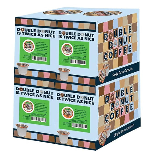 Double Donut French Vanilla Coffee Medium Roast Flavored Decaf Coffee Pods for Keurig K Cups Makers from Double Donut, 96 Capsules