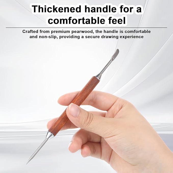 3 Pack Latte Art Pen Set Stainless Steel Latte Art Tools Coffee Drawing Tool with Wood Handle Double Ended Barista Accessories for Espresso Designs, Home and Cafe Use