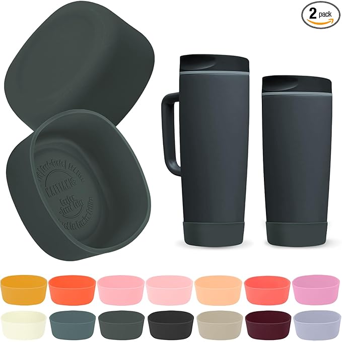 2pcs Silicone Boot for Owala SmoothSip Slider Coffee Tumbler 20oz 12oz, Anti-Slip Sleeve for Travel Coffee Mug, Protective Accessories for Owala BPA Free (Off the Grid)