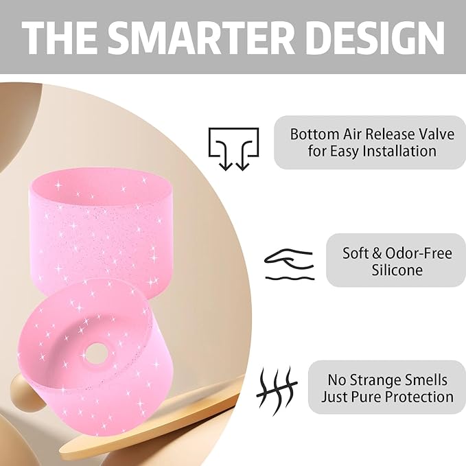 Silicone Boot for Owala 32oz Water Bottle – Anti-Slip Protective Cover, Bottle Boot, Base Cover Compatible with FreeSip, Sleeve for Stainless Steel Tumblers (Glitter Pink, 32OZ)