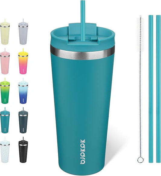 BJPKPK 22oz Tumbler With lid And Straw Stainless Steel Travel Coffee Mug Insulated Tumblers Cups,Laguna