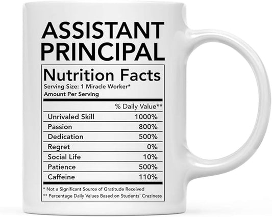 Andaz Press Funny 11oz. Ceramic Coffee Tea Mug Thank You Gift, Assistant Principal Nutritional Facts, 1-Pack