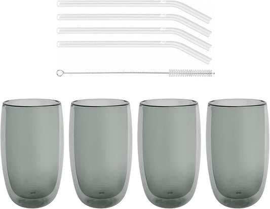 ZWILLING Sorrento 8-pc Double-Wall Latte Glass & Straw Set