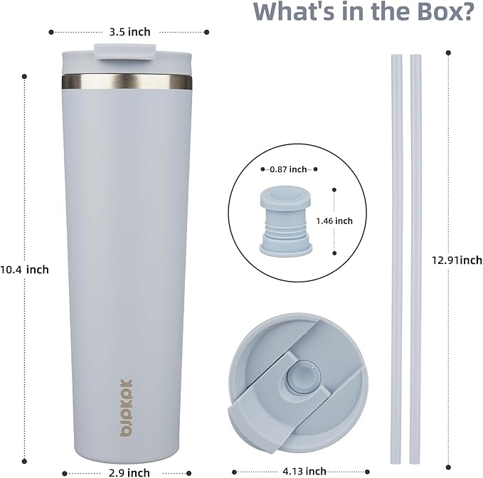 BJPKPK 34oz Stainless Steel Insulated Tumbler With lid And Straw Travel Coffee Thermal Tumblers Cup For Women And Men,Modern Blue