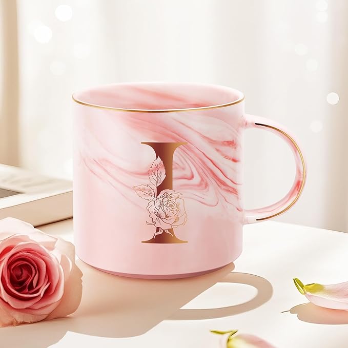 Valentines Day Gifts for Her, Anniversary Birthday Galentines Gifts for Women Mom Grandma Friend Sister Wife Teacher Coworker, Personalized Initial Customized Gift Monogrammed A-Z Coffee Mug 12 OZ(I)