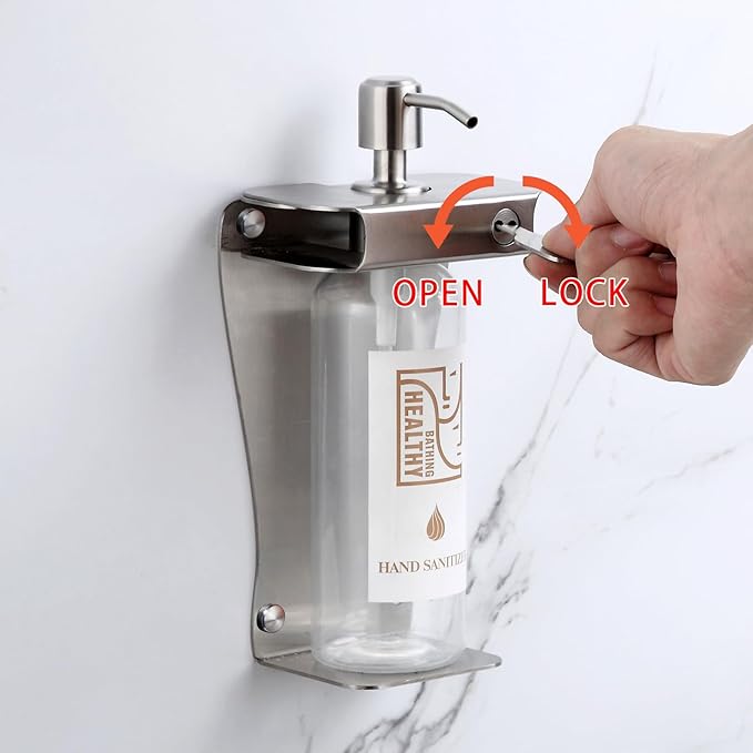 Shampoo, Conditioner, Shower Gel Dispenser 3 Room refillable Shampoo and Conditioner Pump Bottle Wall-Mounted Slot Shower soap Dispenser (KCLS-1), Brushed Stainless Steel